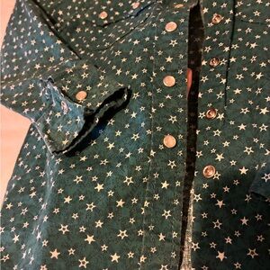 Shyanne Green Star Pattern Kids Button Down Shirt